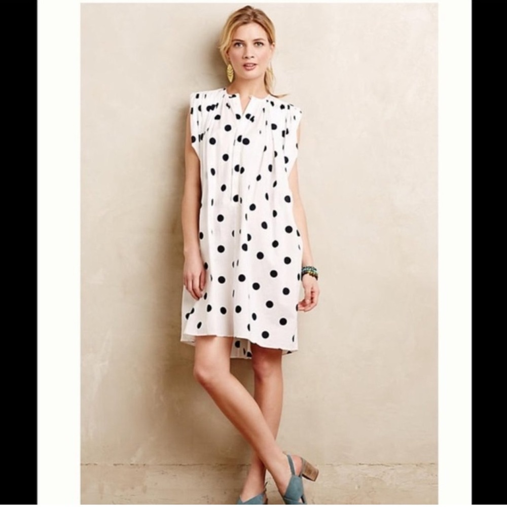 Anthropologie Nico Nicholson & Nicholson Womens Oversized Polka Dot Cotton Dress